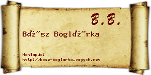 Bősz Boglárka névjegykártya